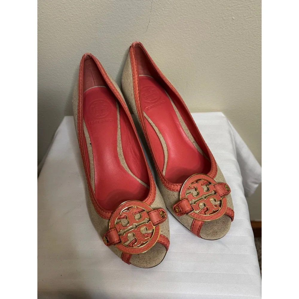 Tory Burch Amanda 65mm Open Toe Wedge Natural Strawberry 12138237 Mens 8